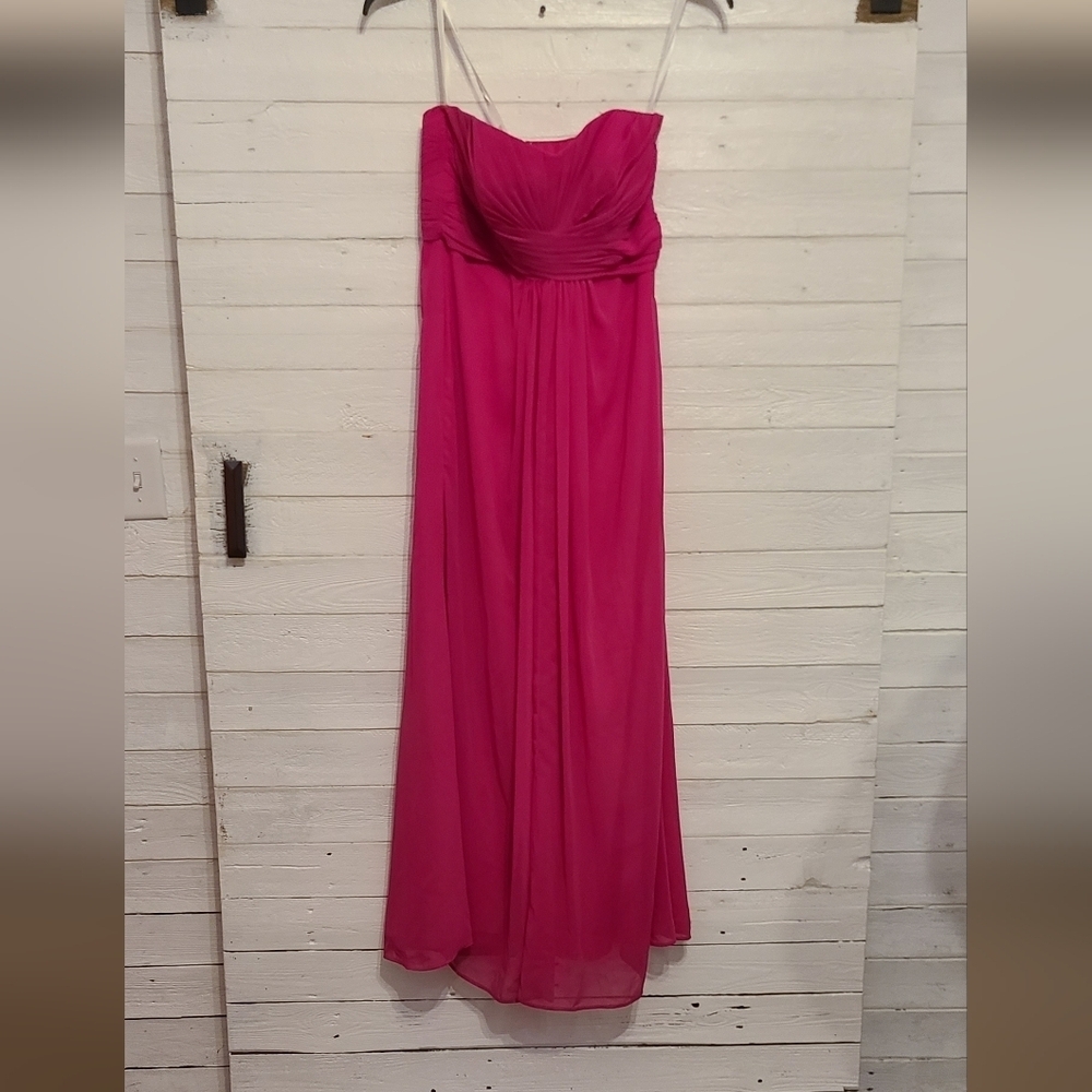 Davids Bridal Hot Pink Womens Dress Size 6 Strapless chiffon style